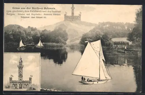 AK Erkner, Berliner Schweiz, Inh. Hermann Gärtner, Burg, Seeblick