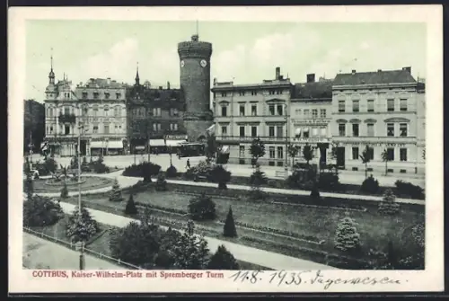 AK Cottbus, Kaiser-Wilhelm-Platz, Spremberger Turm