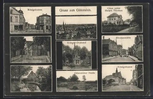 AK Gütersloh, Königstrasse, Krieger-Denkmal, Altes Küsterhaus