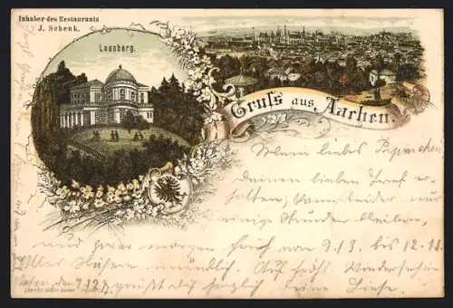 Lithographie Aachen, Restaurant Lausberg, Inh. J. Schenk
