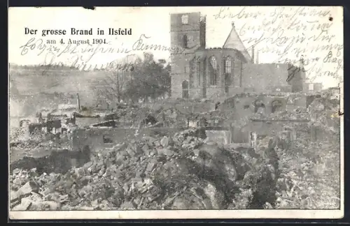 AK Ilsfeld, Der grosse Brand am 4. August 1904, Kirchenruine