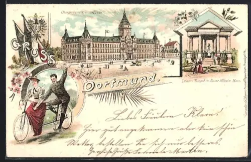 Lithographie Dortmund, Oberpostdirektions-Gebäude, Kaiser Wilhelm-Haus