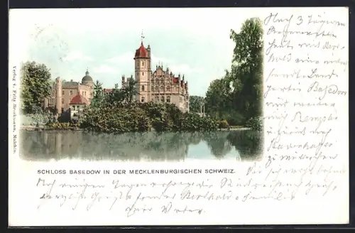 AK Basedow / Teterow, Blick zum Schloss