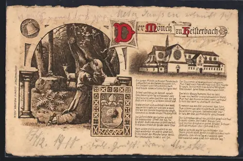 Künstler-AK Heisterbach, Der Mönch zu Heiterbach, Klosteransicht, Sage