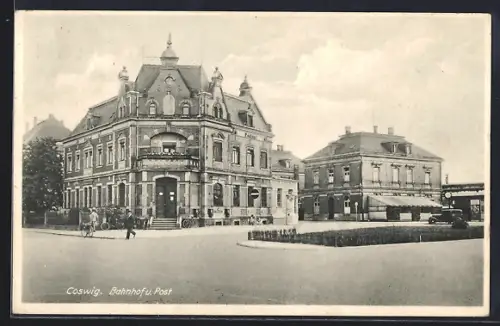 AK Coswig / Sachsen, Bahnhof, Post
