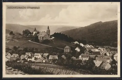 AK Michelbach /Nassau, Ortsansicht mit Kirche