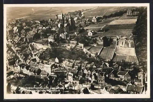 AK Oppenheim a. Rh., Ortsansicht vom Flugzeug aus