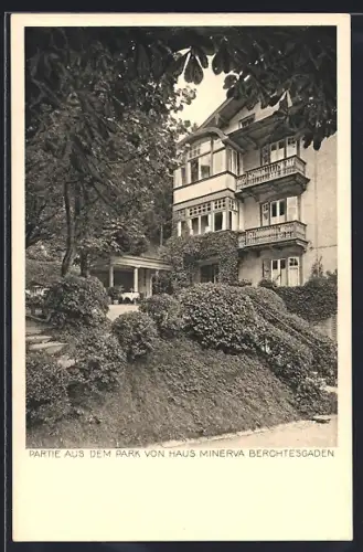 AK Berchtesgaden, Partie aus dem Park von Hotel Minerva