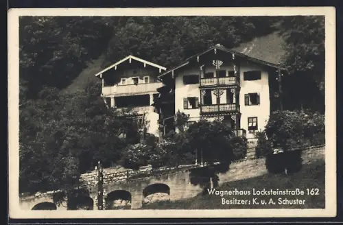 AK Berchtesgaden, Hotel Wagnerhaus in der Locksteinstrasse 162, Inh. K. u. A. Schuster