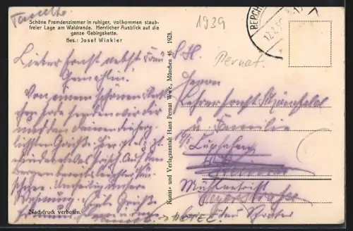 AK Berchtesgaden-Stanggass, Blick auf das Haus Buchenhöhe, Bergpartie