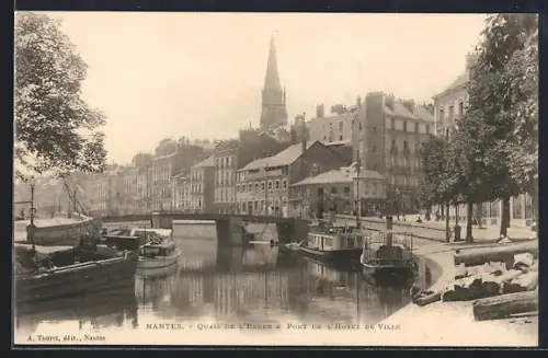 AK Nantes, Quais de l`Erdre et Pont de l`Hôtel de Ville
