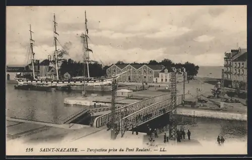 AK Saint-Nazaire, Perspective prise du Pont Roulant