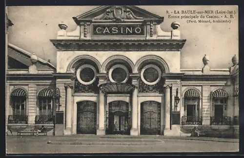 AK La Baule-sur-Mer /Loire-Inf., Entrée principale du Casino, Ferd. Ménard, Architecte