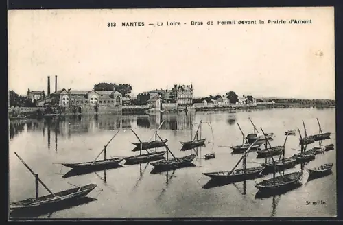 AK Nantes, La Loire, Bras de Pirmil devant la Prairie d`Amont