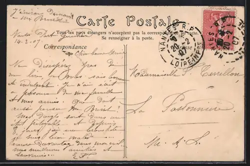 AK Nantes, Vue sur l`Erdre en aval du Pont de la Tortière