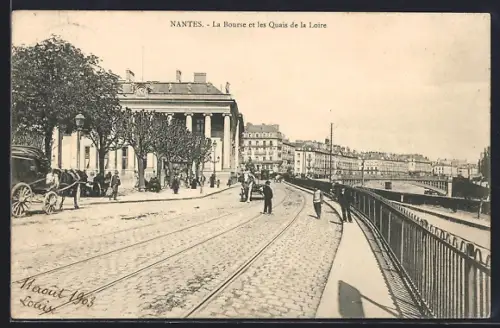 AK Nantes, La Bourse et les Quais de la Loire