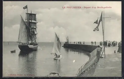 AK Le Pouliguen, Départ d`un Brick-goélette