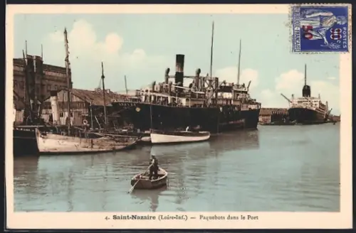AK Saint-Nazaire /Loire-Inf., Paquebots dans le Port