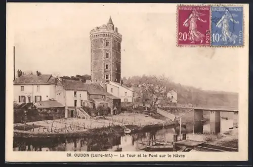 AK Oudon /Loire-Inf., La Tour et le Pont sur le Hâvre