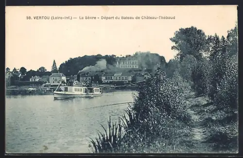 AK Vertou /Loire-Inf., La Sèvre, Départ du Bateau de Château-Thébaud
