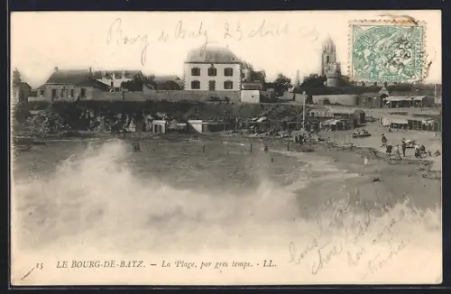 AK Bourg-de-Batz, La Plage par gros temps