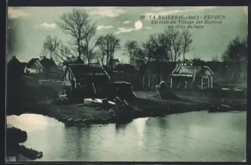 AK La Brière /Fedrun, Un coin du Village des Marins au clair de lune
