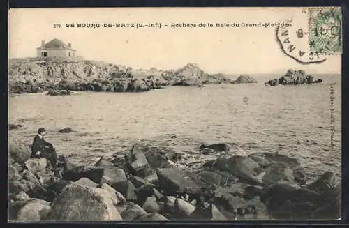 AK Le Bourg-de-Batz /L.-Inf., Rochers de la Baie du Grand-Mathieu