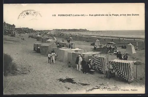 AK Pornichet /Loire-Inf., Vue générale de la Plage, prise des Dunes