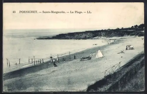 AK Pornichet, Sainte-Marguerite, La Plage et vue sur la côte