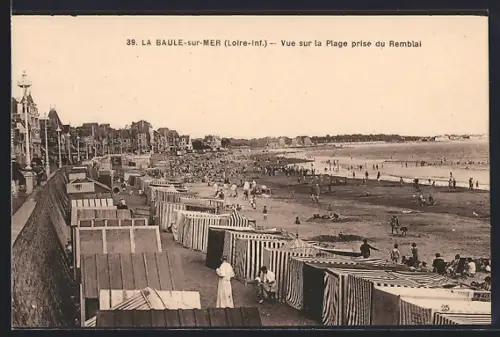 AK La Baule-sur-Mer /Loire-Inf., Vue sur la Plage prise du Rembai
