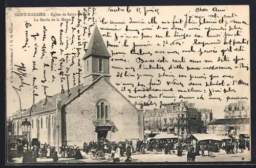 AK Saint-Nazaire, Église de Saint-Gohard, La Sortie de la Messe