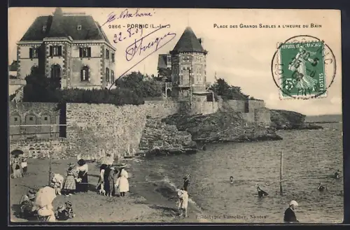 AK Pornic /Loire-Inférieure, Plage des Grands Sables à l`heure du bain