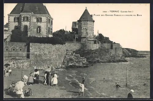 AK Pornic /Loire-Inf., Plage des Grands Sables à l`heure du Bain