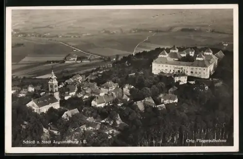 AK Augustusburg i. E., Schloss vom Flugzeug aus, Sitzt der N.S. Gauführerschule Sachsen