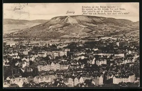AK Jena, Stadtansicht mit Berg
