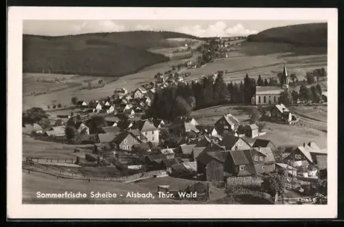 AK Scheibe-Alsbach /Thür. Wald, Ortsansicht aus der Vogelschau