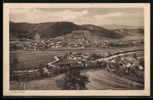AK Uhlstädt, Ortsansicht mit Berg