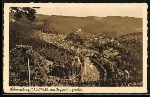 AK Schwarzburg /Thür. Wald, Blick vom Trippstein auf Ort