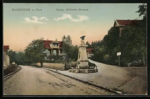 AK Suderode a. Harz, Kaiser Wilhelm-Strasse, Denkmal