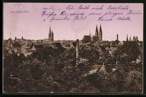 AK Halberstadt, Stadtansicht Kirche