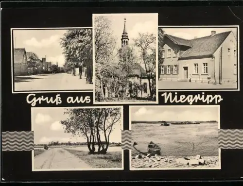 AK Niegripp, Konsum-Gaststätte, Kirche, Hauptstrasse