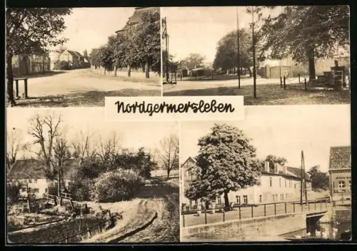 AK Nordgermersleben, Hauptstrasse, Platz der Thälmannpioniere, Alte Wassermühle, Kulturhaus