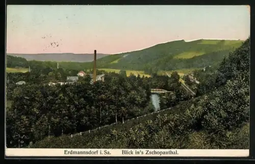 AK Erdmannsdorf i. Sa., Blick ins Zschopauthal