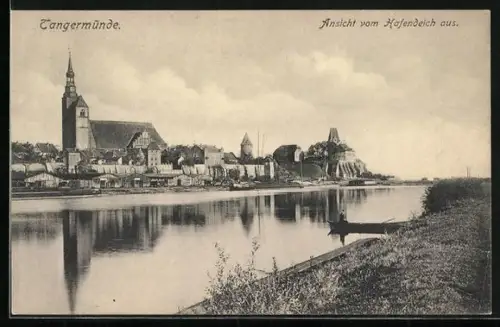 AK Tangermünde, Ansicht vom Hafendeich