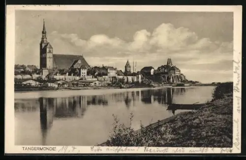 AK Tangermünde, Ortsansicht mit Kirche