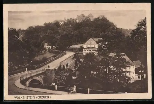 AK Wolkenstein /Erzgeb., Brücke im Ort