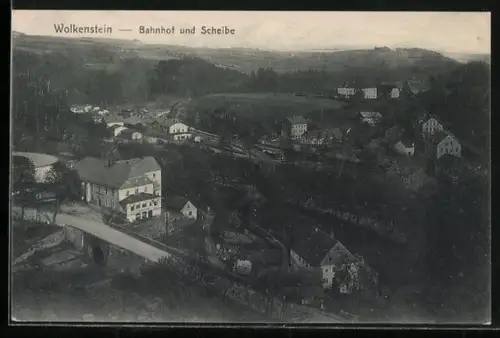 AK Wolkenstein, Bahnhof und Scheibe