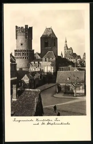 AK Tangermünde, Neustädter Tor, St. Stephanskirche