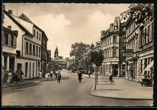 AK Stassfurt, Hohenerxlebener Strasse, Schiefer Turm