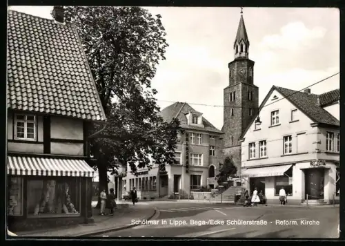 AK Schötmar in Lippe, Bega /Ecke Schülerstrasse, Reformierte Kirche